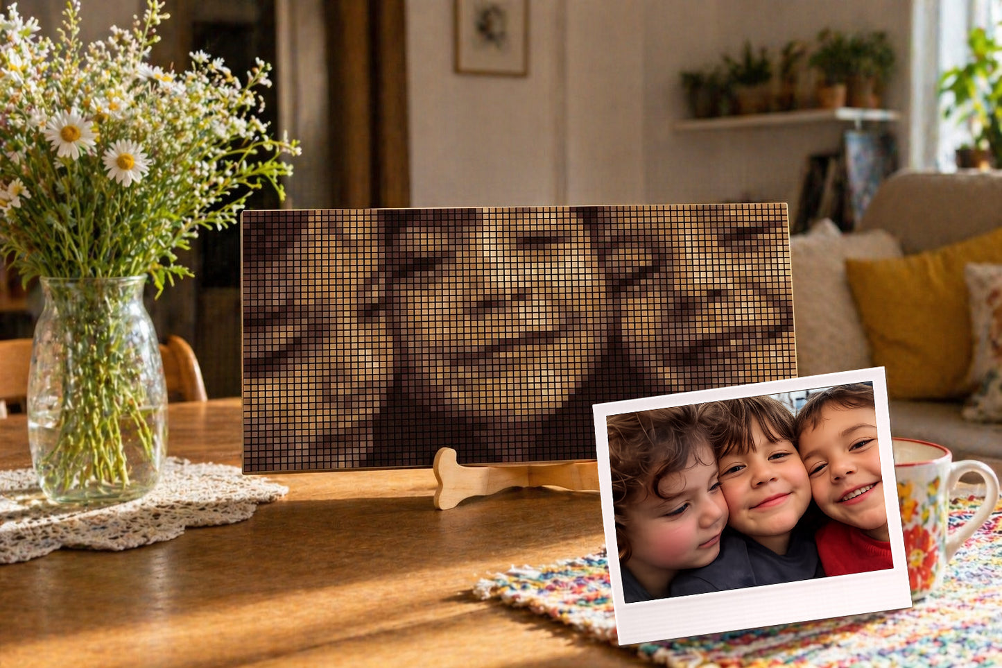 Mosaico personalizzato 3 volti 28x56cm