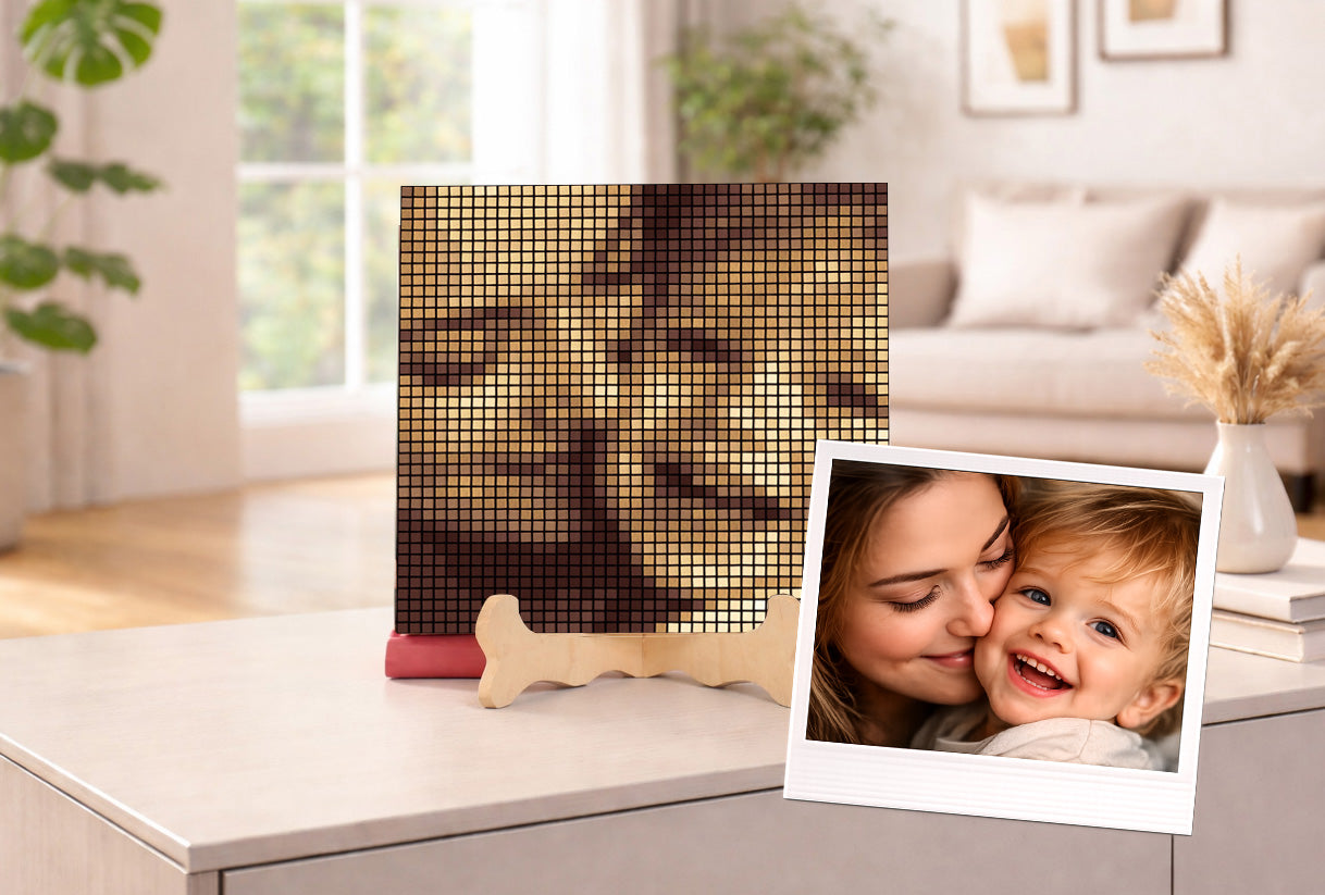 DIY wooden mosaic, with your photo 